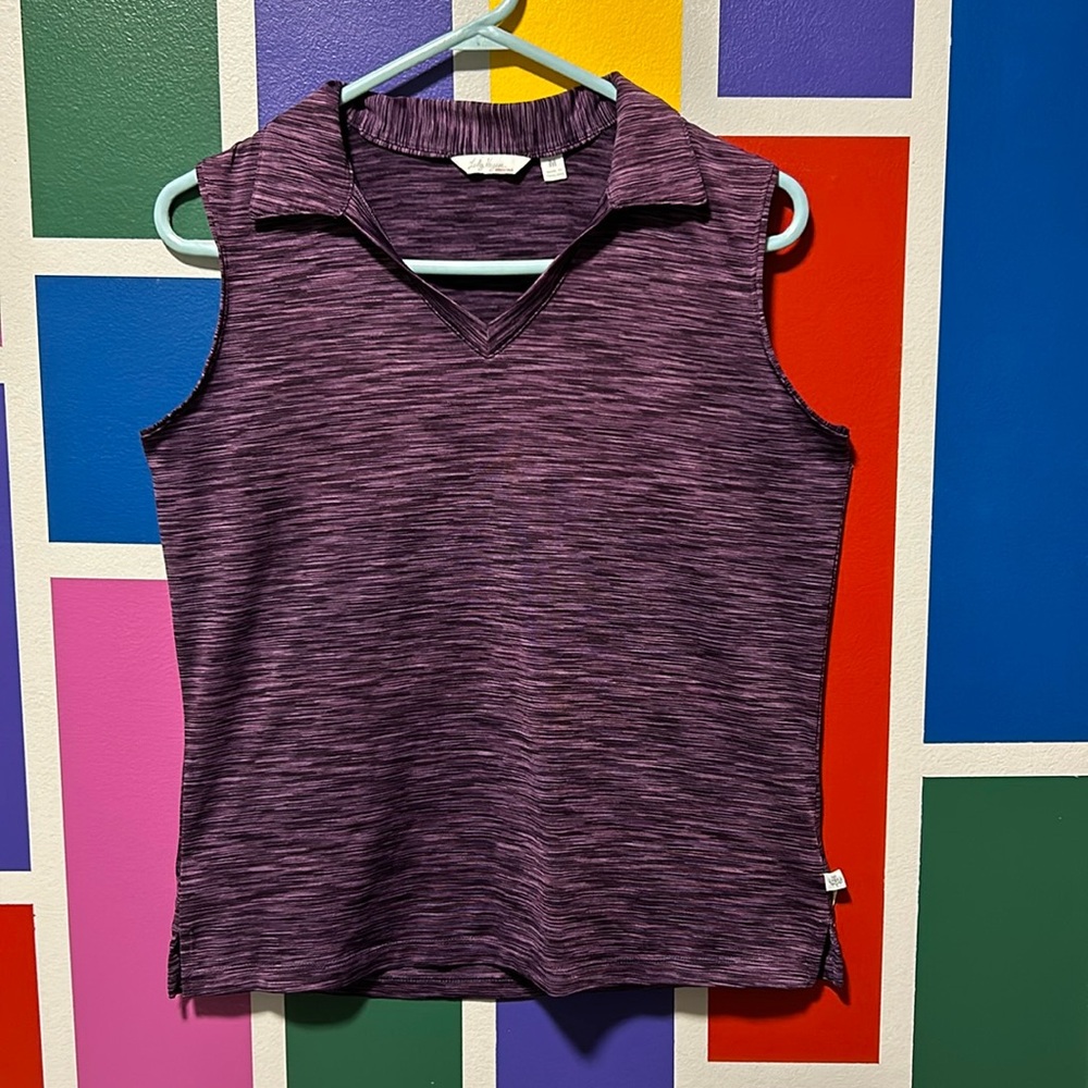 LADY HAGEN Sleeveless Golf Polo Shirt dark purple size medium